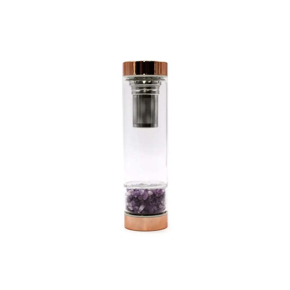 Bouteille infuseur en verre à pierre améthyste — nomade
