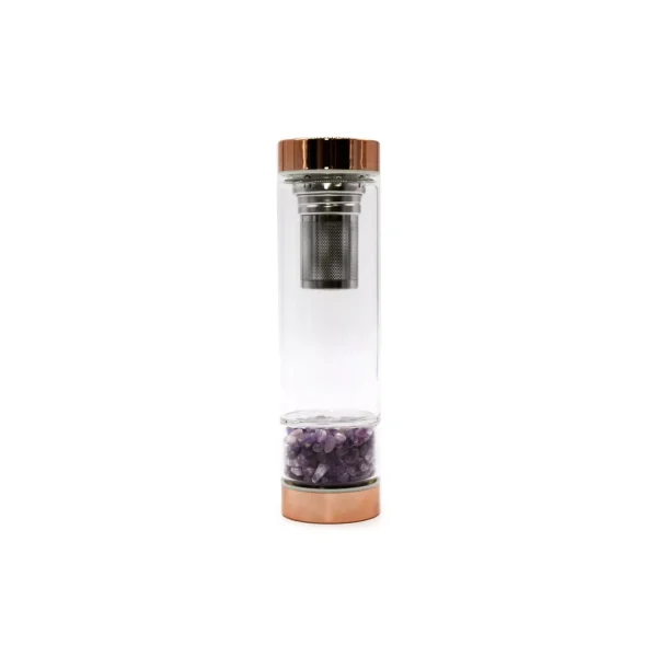Bouteille infuseur en verre à pierre améthyste — nomade