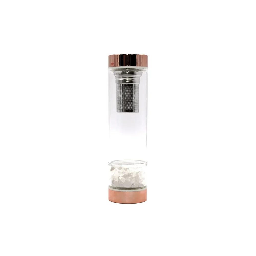 Bouteille infuseur en verre à pierre cristal de roche — nomade