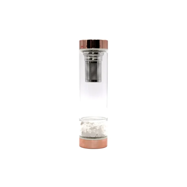 Bouteille infuseur en verre à pierre cristal de roche — nomade