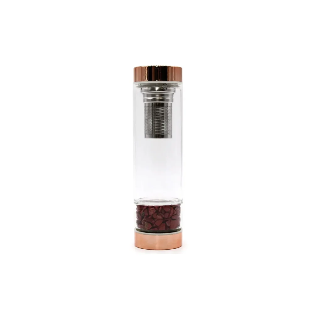 Bouteille infuseur en verre à pierre jaspe rouge — nomade