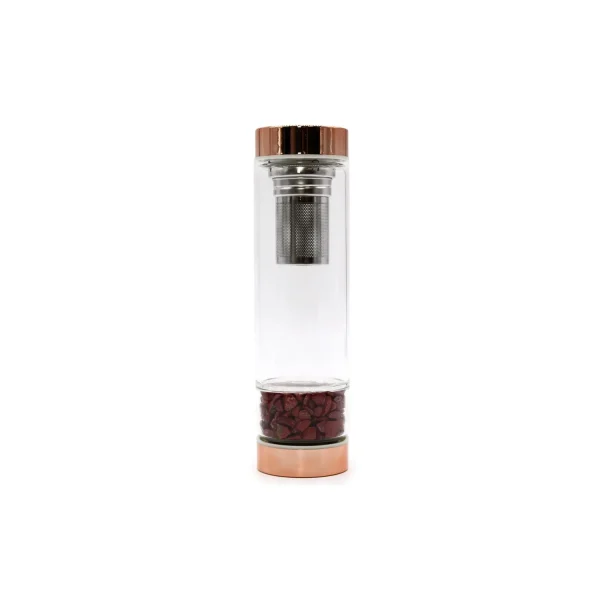 Bouteille infuseur en verre à pierre jaspe rouge — nomade