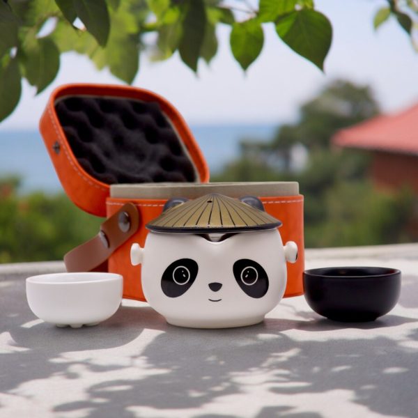 Service à thé de voyage deux tasses coffret de voyage — Céramique, vue d’ensemble