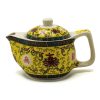 Petite théière à tisane motif longue vie — Céramique et métal, vue d’ensemble