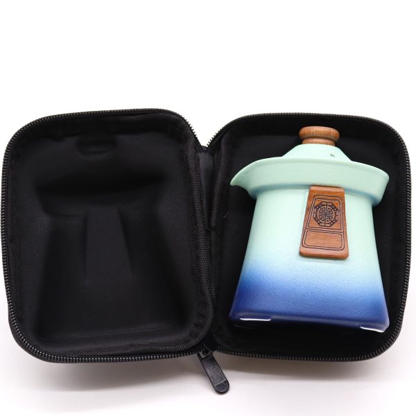 Service à thé trois tasses – bleu — Céramique, vue d’ensemble