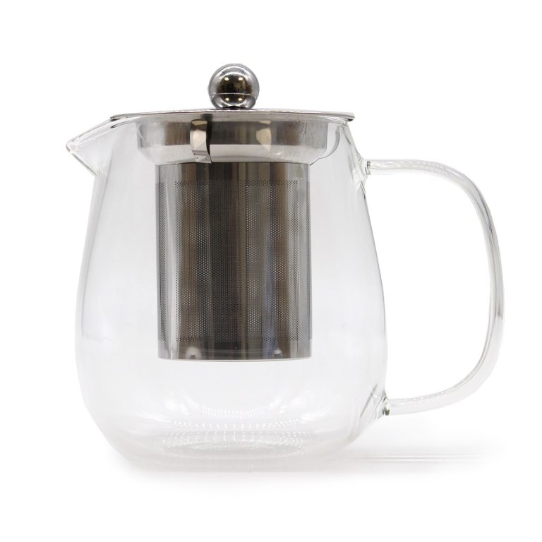 Théière en verre avec infuseur contemporaine 550 ml, vue de trois quarts