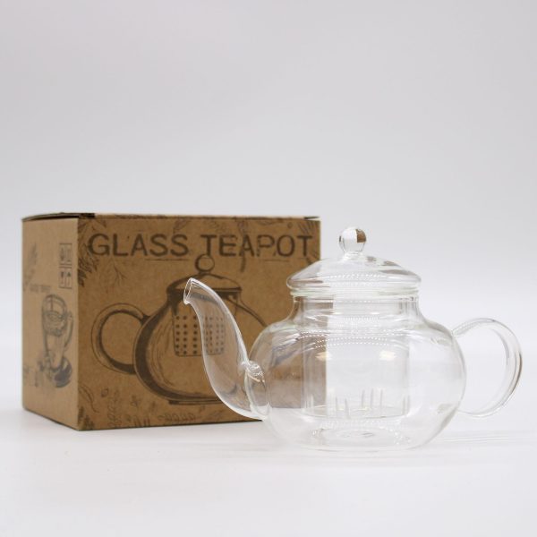 Théière en verre avec infuseur forme perle 400 ml, contenu du coffret