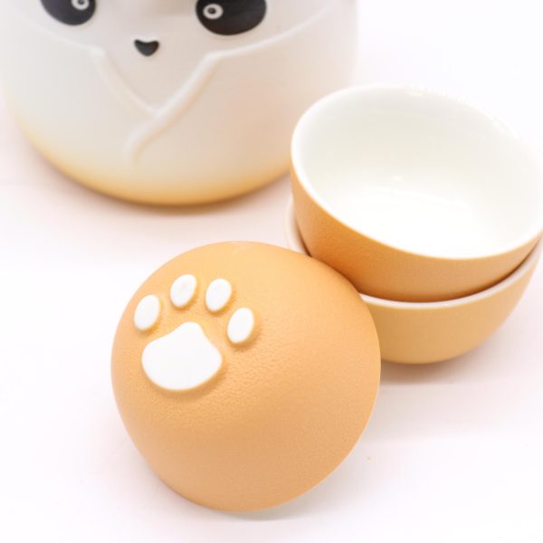 Service à thé trois tasses – orange, détail du filtre