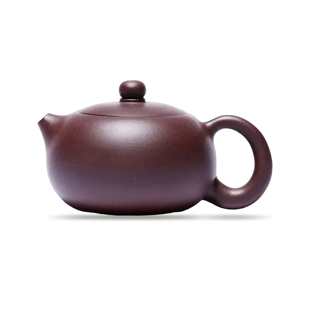 Théière de Yixing 300 ml — argile Zhu Ni, forme Xi Shi, sur fond blanc