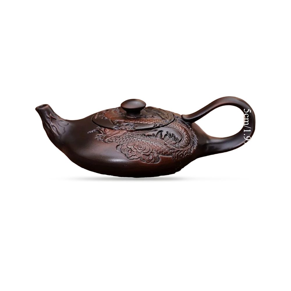 Théière en poterie du Yunnan 170 ml — dragon en relief, sur fond blanc