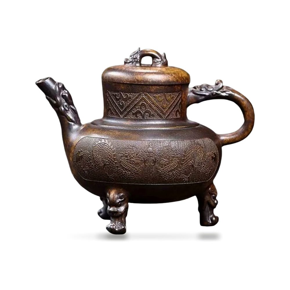 Théière de Yixing 280 ml — cuisson au four-dragon, sur fond blanc