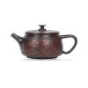 Théière en poterie pourpre 200 ml — forme tuile Han, phénix, sur fond blanc
