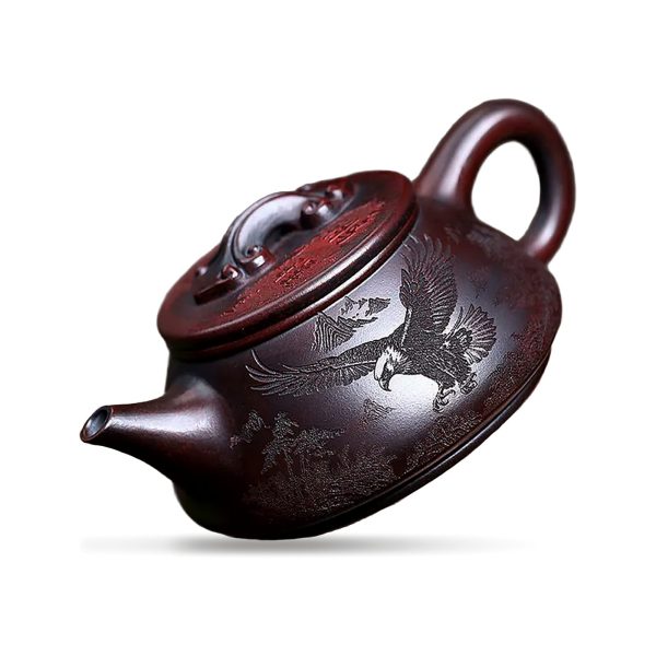Théière de Yixing 310 ml — oiseau perché, sur fond blanc