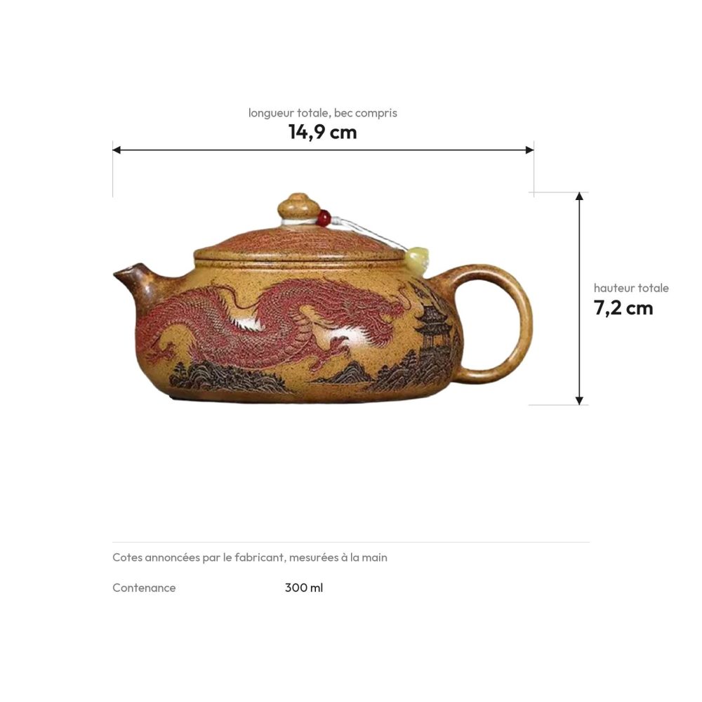 Cotes : 14,9 cm de long, 7,2 cm de haut, 300 ml