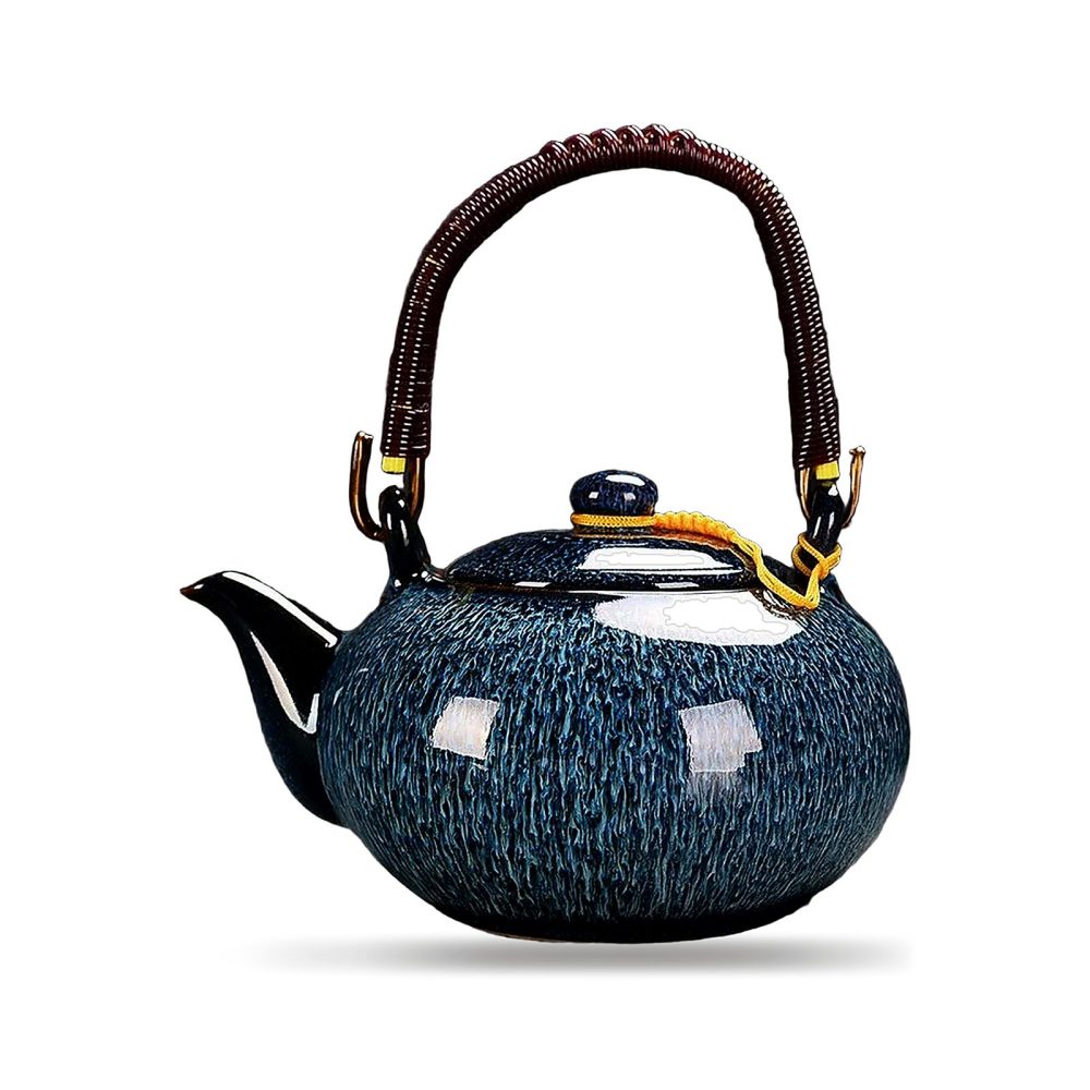 Théière en céramique 750 ml à glaçure mouchetée, coloris bleu nuit