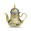 Théière marocaine en inox à décor ajouré doré, anse ouvragée, 0,7 litre